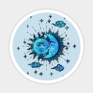 Vintage night Sun and Moon Magnet